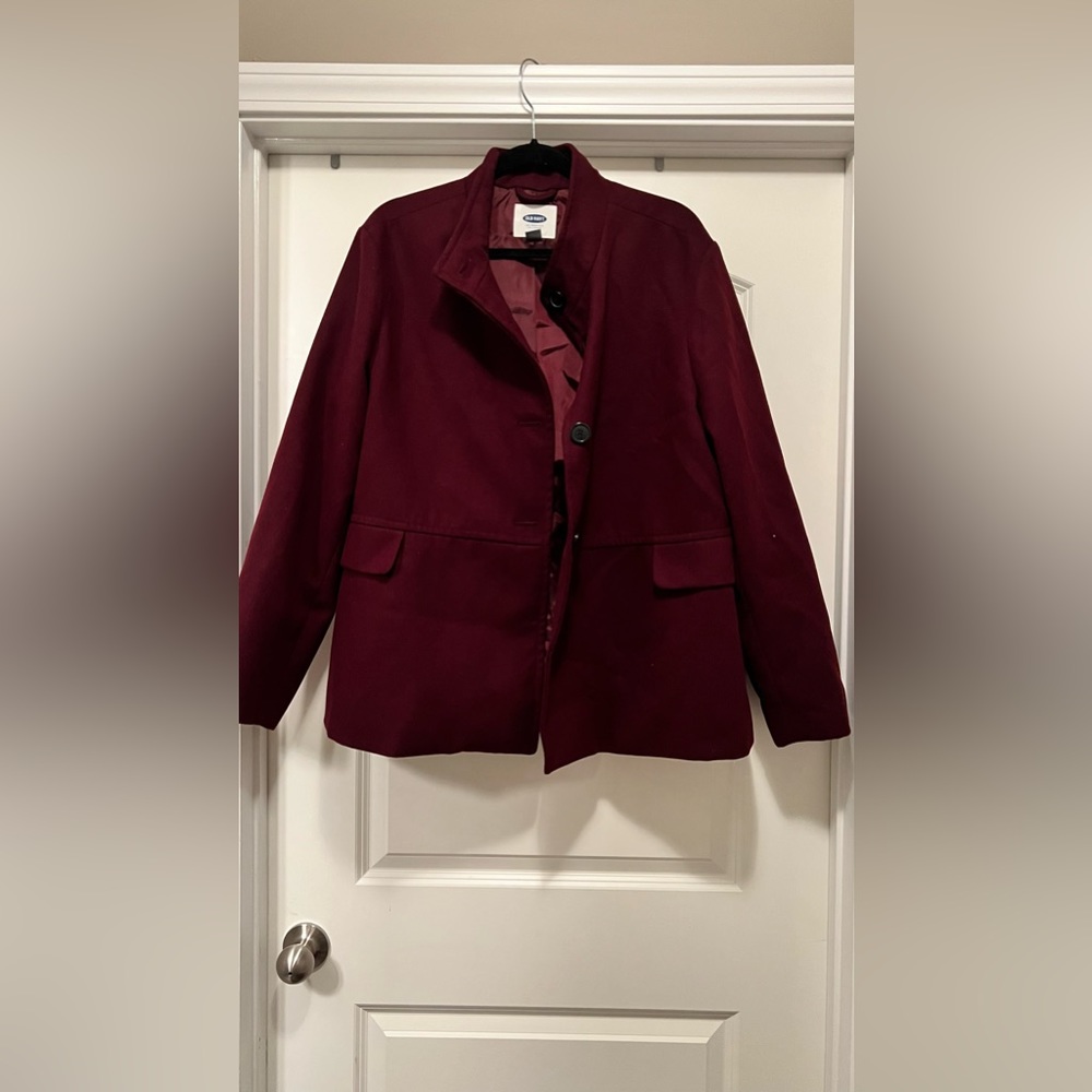 Old Navy Wine/Burgundy Wool Blend Coat